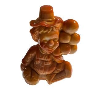 VTG Mosser Orange "ORIE" Slag Glass Balloon Clown Figurine 3.5" Glows